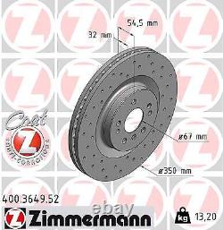 2x ZIMMERMANN 400.3649.52 Brake Disc Pair Front Axle For MERCEDES-BENZ